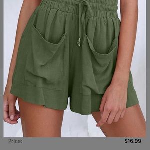 High waist army green shorts